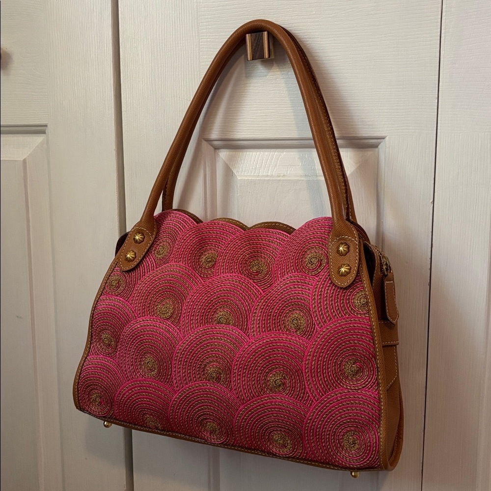 ERIC JAVITS limited edition Lil Circles Tan Pink leather bag - Picture 4 of 13